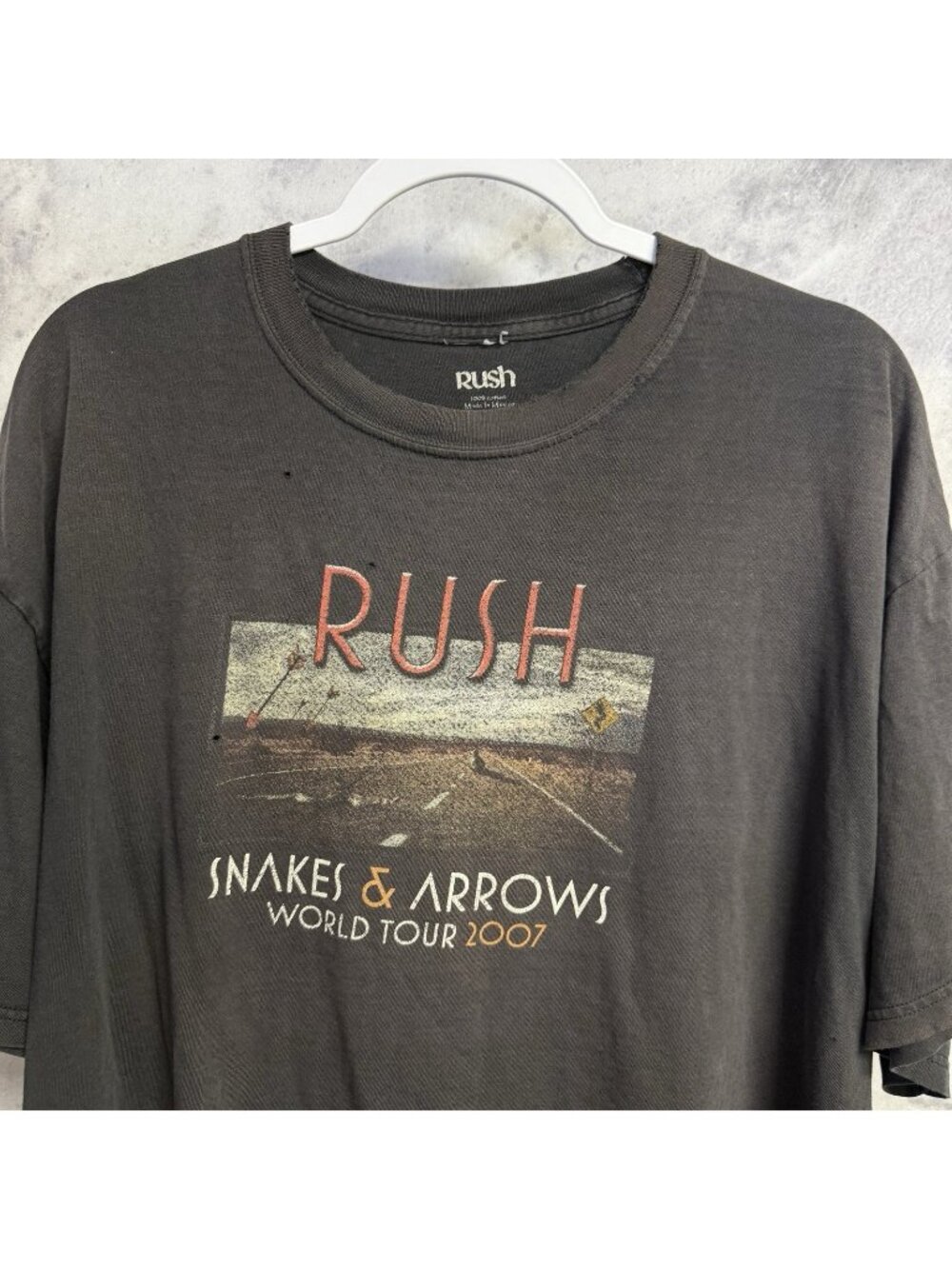 Rush Snakes & Arrows World Tour 2007 T Shirt Mens XL Black Band Tee